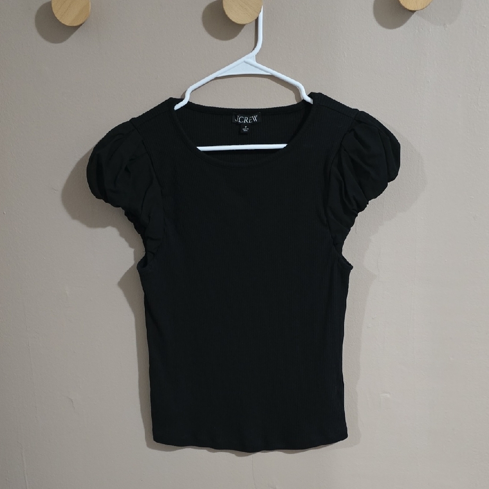 J. Crew Vintage Style Rib Tshirt With Cotton Puff Sleeve Medium